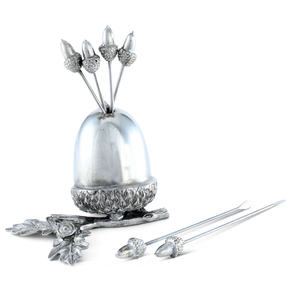  PEWTER ACORN CHEESE PICK SET